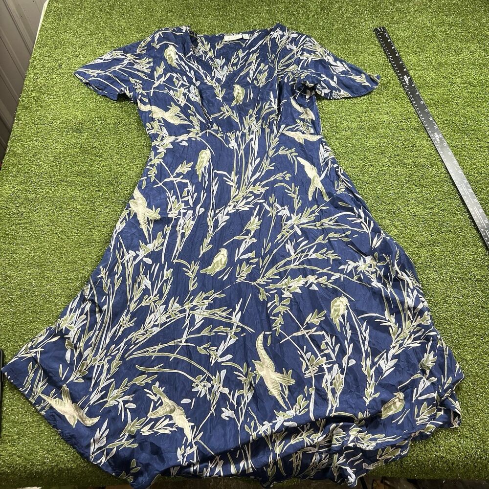 Masai Copenhagen Bird Print Short Sleeve V-Neck Dress Size M